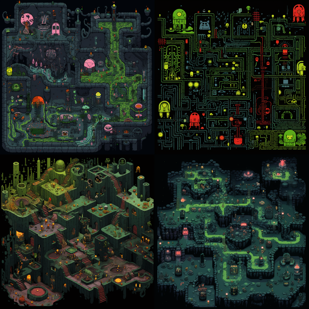 游戏中地牢的盗贼般的地下城的截图，风格为 – Midjourney Prompt