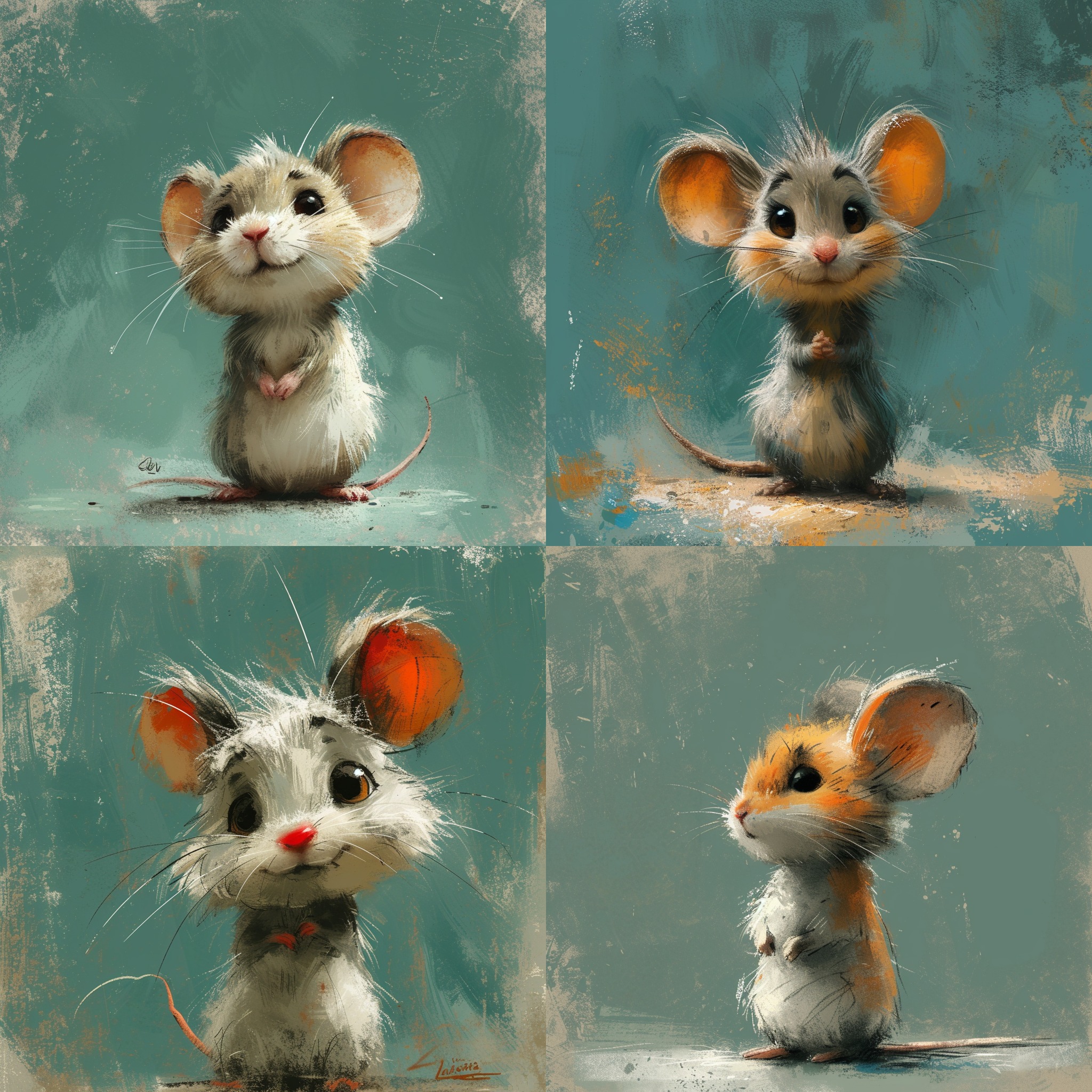 Messy art line sketch of a cute mouse cartoon illustration style. characterized by extremely simplif