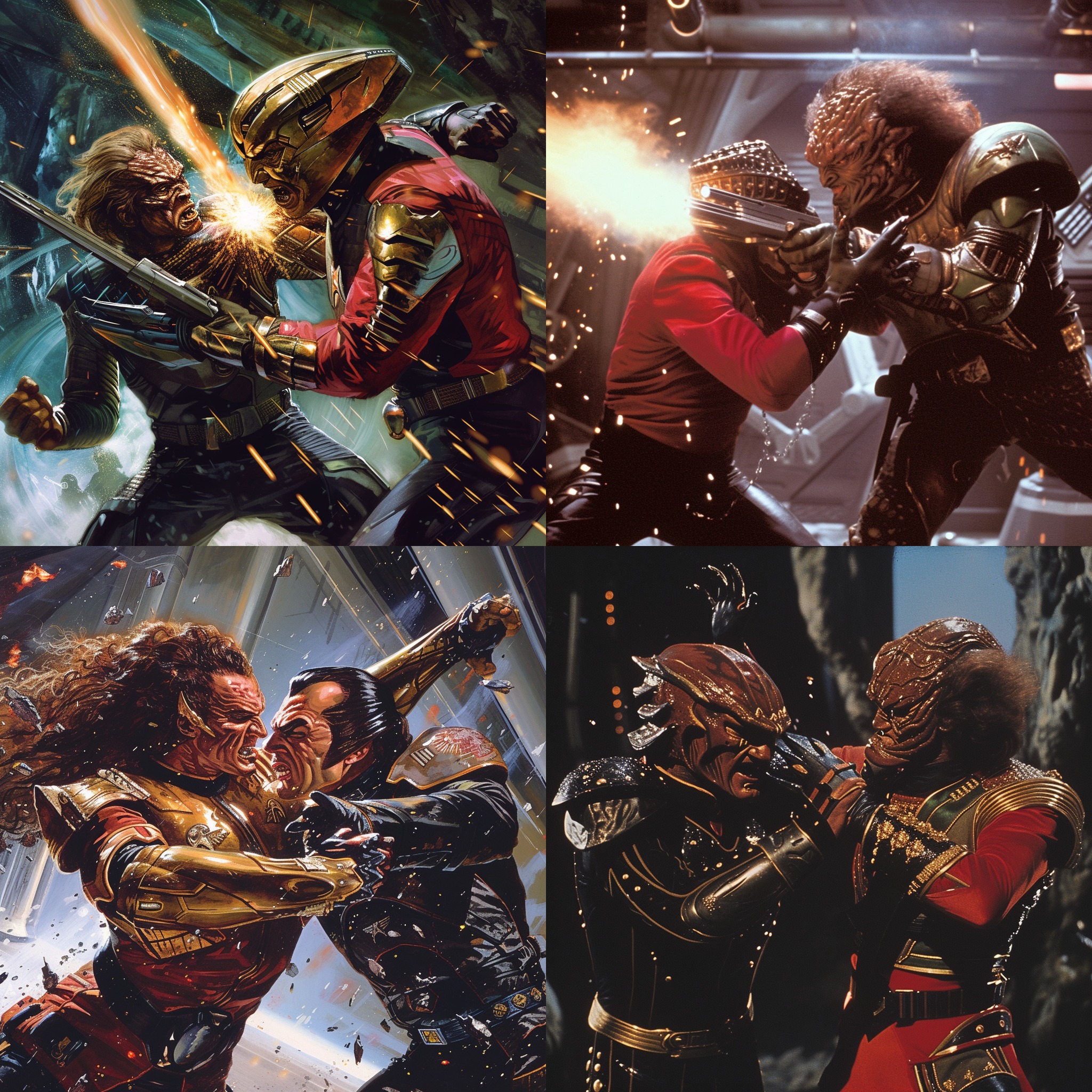a human starfleet officer fighting a klingon in battle armor –v 6.0 –style raw