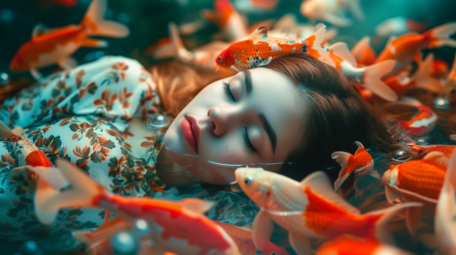 m2atk_A_beautiful_masked_female_model_sleeping_with_exotic_fish_5aaa2df6-c39c-4774-bfa2-465de7931b8e